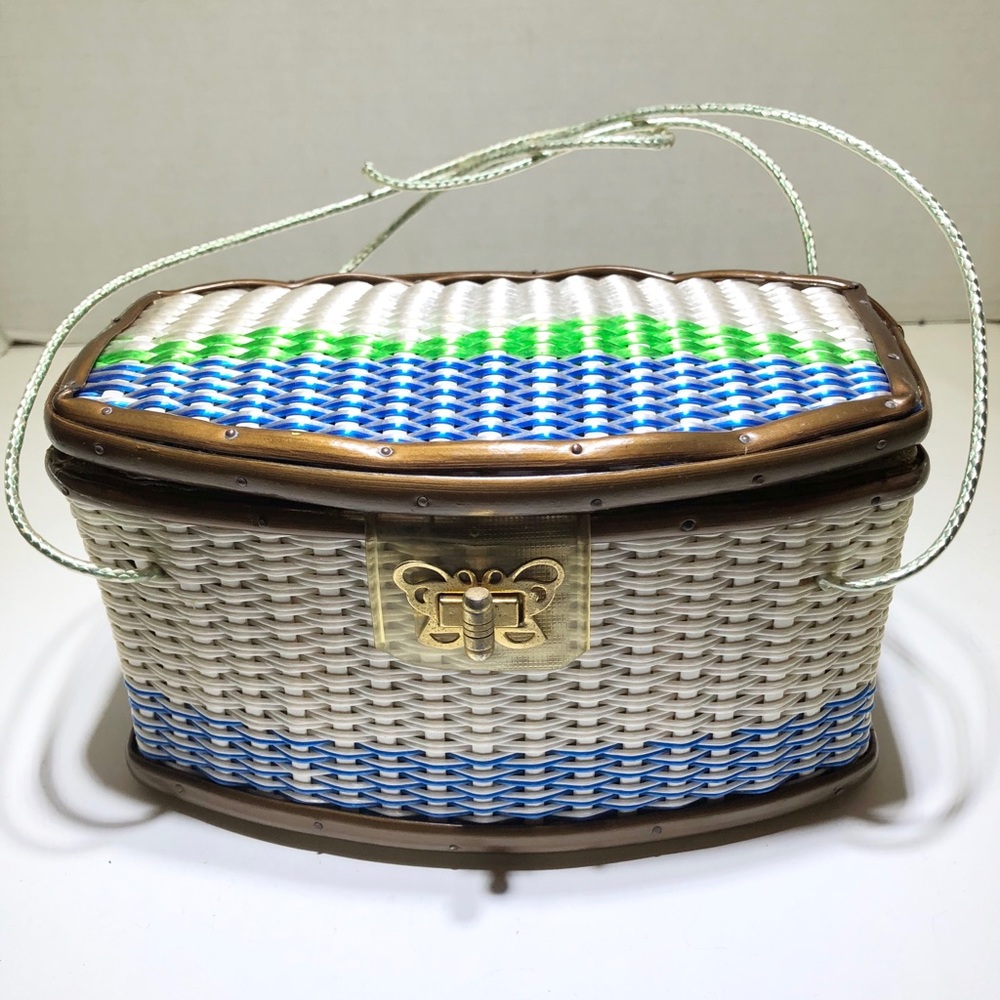 Woven colorful box vintage basket bag